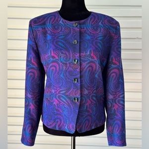PENDLETON Grannycore Size 14 Jacket Paisley Jewel Tone 100% Virgin Wool
